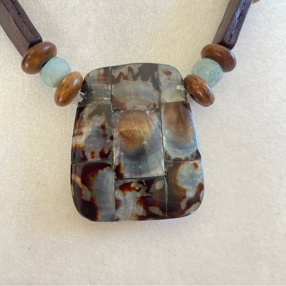 Statement Necklace Abalone Shell Beach Boho Pendant - Picture 12 of 14